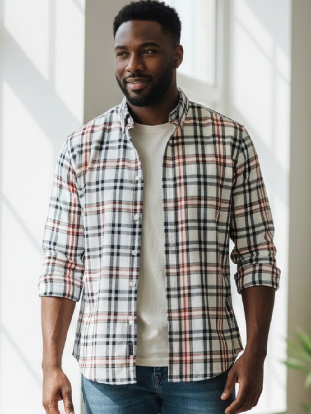 Levi's XL Mens Button Down Shirt Long Sleeve Plaid Checkered White Red Blue